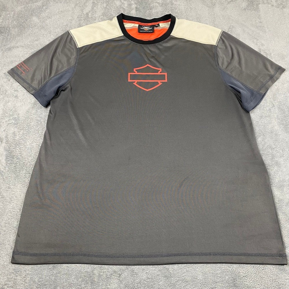 Harley-Davidson Mens XL Shirt Gray Performance Colorblock Bar Shield Logo Tee